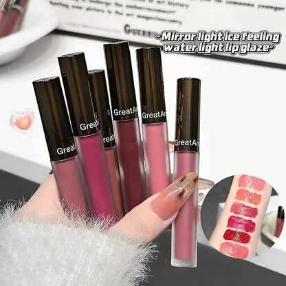 Berry Red Mirror Translucent Lip Gloss Hydrating Water Light Lipstick Clear Jelly Lip Glaze Nude Brown Moisturizing Makeup Tint