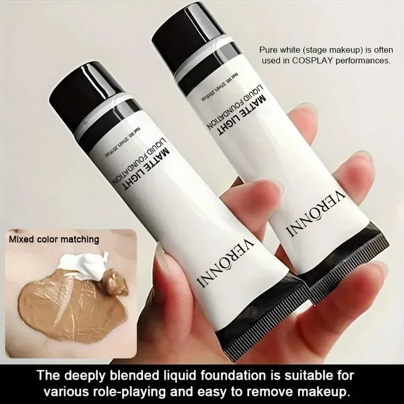 1PC/2PCS White Liquid Foundation 37ml Full Coverage Oil Control Long Lasting for Stage Halloween Cosplay Makeup