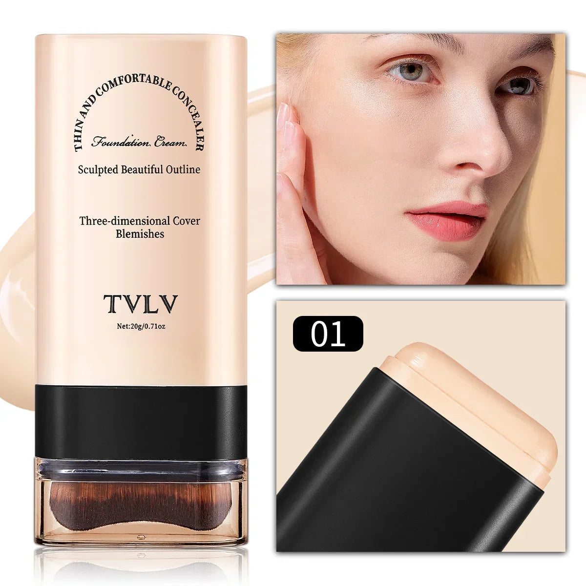 TVLV eraser foundation make-up stick 20g,with brush to brighten skin liquid foundation,non-marking,long-lasting makeup concealer