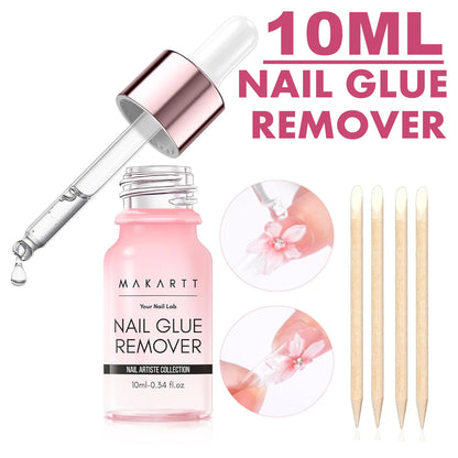 Nail Glue Remover for Press on Nails, 50ML Nail Glue Remover for UV Nail Glue, Non acetone Gentle Glue Off for False Nails Glue