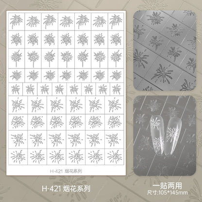 Kaniu Transparent Hollow French Nail Stickers Snowflake Starry Design Nail Art Decal Self-Adhesive Manicure Stencil Template