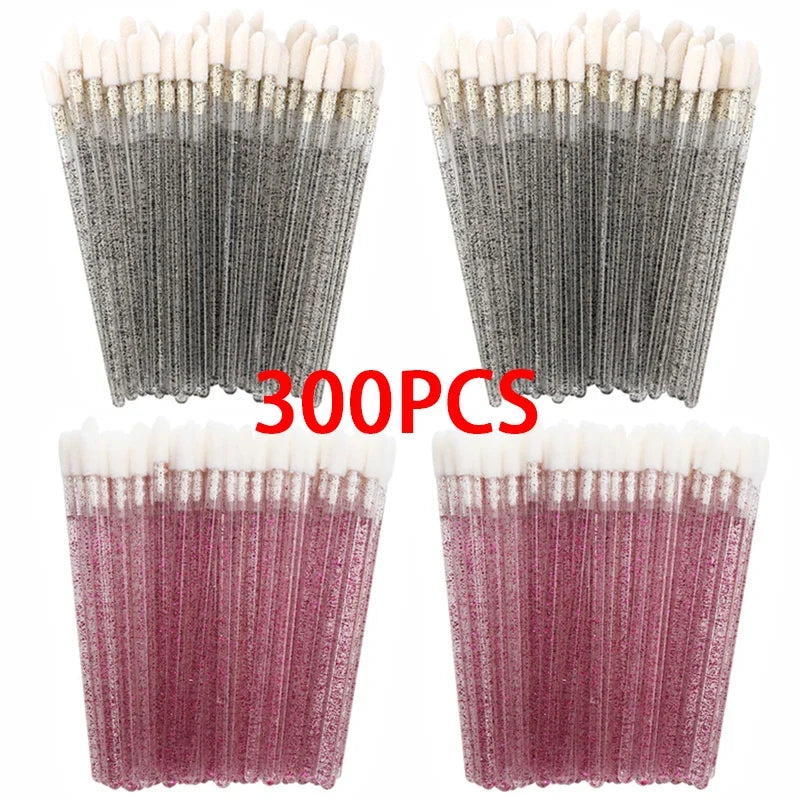100/300PCS Crystal Lip Brush Lipstick Gloss Applicator Wands Wholesale For Eyelashes Extension Tool Kits Makeup Accessories