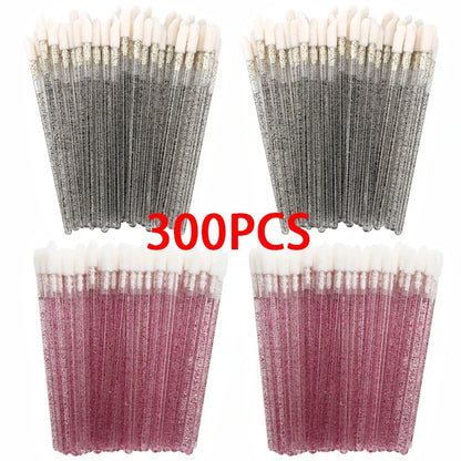100/300PCS Crystal Lip Brush Lipstick Gloss Applicator Wands Wholesale For Eyelashes Extension Tool Kits Makeup Accessories