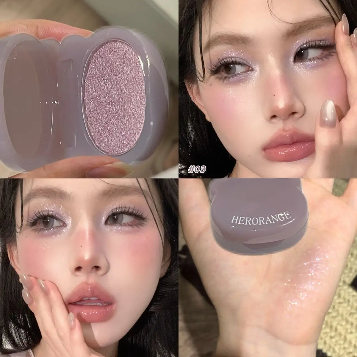 Purple Shining Single-color Eyeshadow Mini Glitter Pearlescent Highlighter Powder Makeup Lasting Shiny Eye Shadow Palette