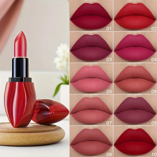1pcs Matte Lip Gloss Lipstick, High Pigment Waterproof Velvet Long Lasting, Deep Red, Nude, Y2K Christmas Valentine's Day Gifts