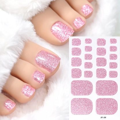 1pcs 22tips Gradient Glitter Full Toe Nail Wraps 3D Shiny Omber Pink/Purple/blue Toe Nail Polish Stickers Baking Free Toe Strips