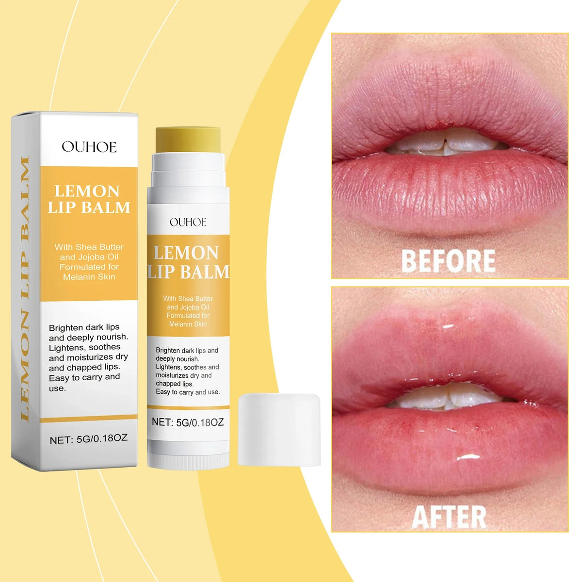 Ginger Lemon Lip Balm Mask Gloss Oil Exfoliating Clean Turmeric Dark Melanin Remove Improve Dullness Moisturizer Lip Balm Care
