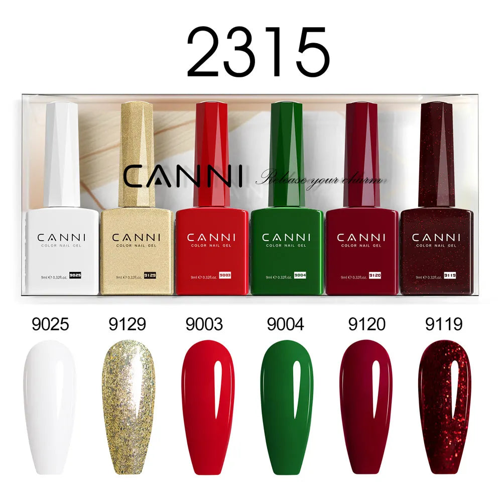 6pcs*9ml CANNI HEMA FREE Nail Gel Polish Set Gorgeous Color Semi Permanent Pigmented Painting Gel Soak off UV LED Gel Nails Kit