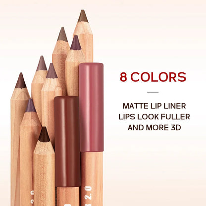 Matte Lip Liner- Long-Lasting, Smooth Application, Easy to Color, Includes Sharpener - Perfect for a Flawless Finish!