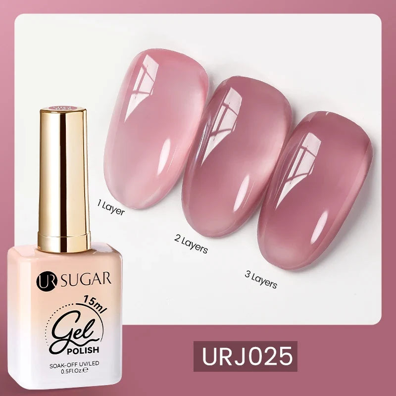 UR SUGAR 15ml Fiber Rubber Base Gel Upgrade Broken Nail Repaired Fiberglass Clear Quick Building UV Construction Gel Soak Off