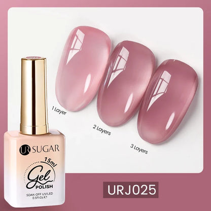 UR SUGAR 15ml Fiber Rubber Base Gel Upgrade Broken Nail Repaired Fiberglass Clear Quick Building UV Construction Gel Soak Off