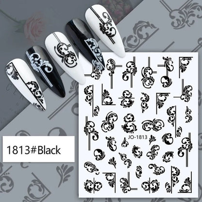 Nail Art Stickers Woman Girl Sexy Sticker Body Press on Nail Slider Black White Decal Decoration Nail Design Accessories Wraps