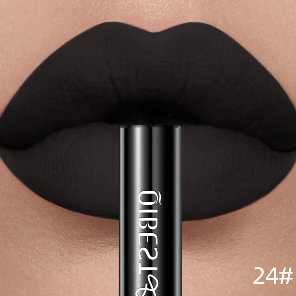 QIBEST Sexy Red Matte Lip Gloss Long Lasting Velvet Liquid Lipstick Lip Makeup Women Beauty Nonstick Cup Waterproof Lipgloss Hot
