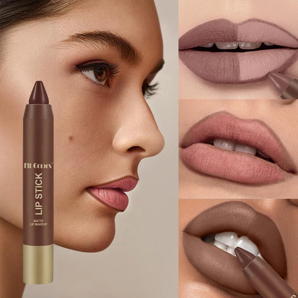 FIT COLORS Matte Soft Mist Lip Liner Lipsticks 6 Colors Smooth and Pigmented Non-Stick Chocolate Lipsticks