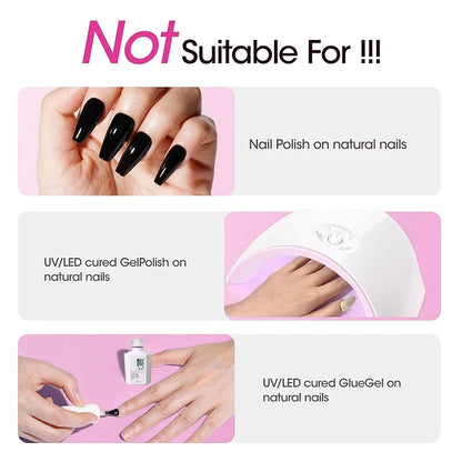 RSNAIL 100ml Nail Glue Remover for Press On Nails Solid Nail Glue Gel On Fake Nail Tips Acrylic Nail Can't Remove Gel Nail Polis