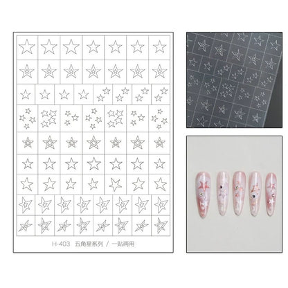 5Pcs Hollow Out Butterfly Nail Art Stencils Stickers Spray Painted Design Love Pattern Template Nail Decals Auxiliary Tools