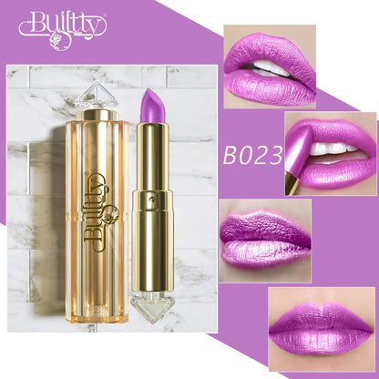 BUILTTY Korean Glitter Pearl Dropshiping Lipstick Matte Nude Color Long Lasting Waterproof Wholesale Price Red Pink Purple