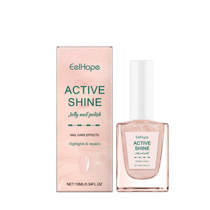 Jelly Nail Polish - Transparent Pink Water-Based Nail Polish, Autumn & Winter Shade, Skin-Whitening, Fine Glitter, Girly Pink