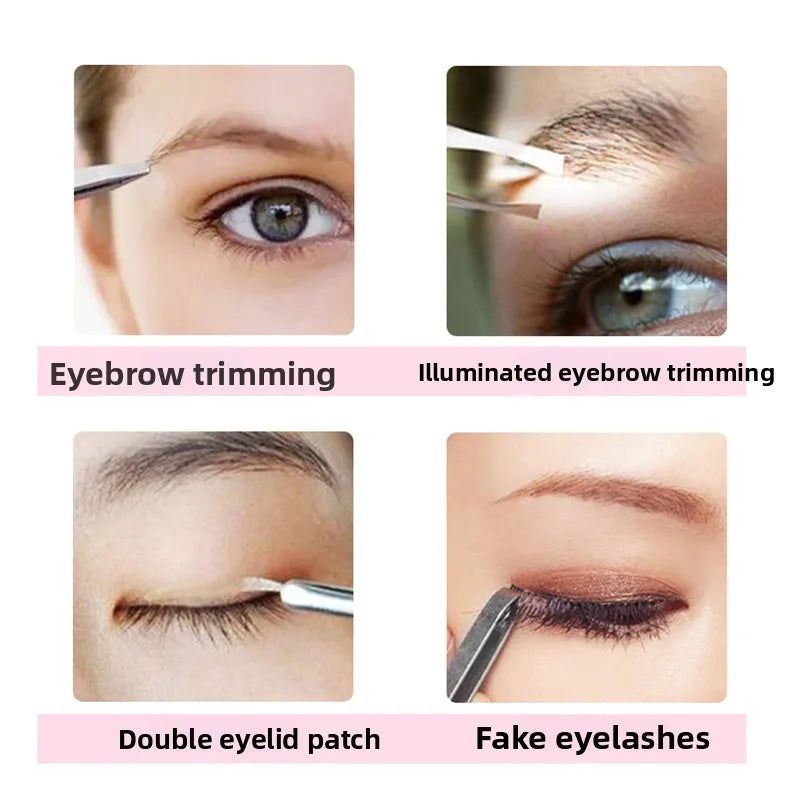 1pcs Hot Sales Portable Stainless Steel Button Cell Smart Design Eyebrow Hair Remove Tweezer with LED Light Makeup Tool