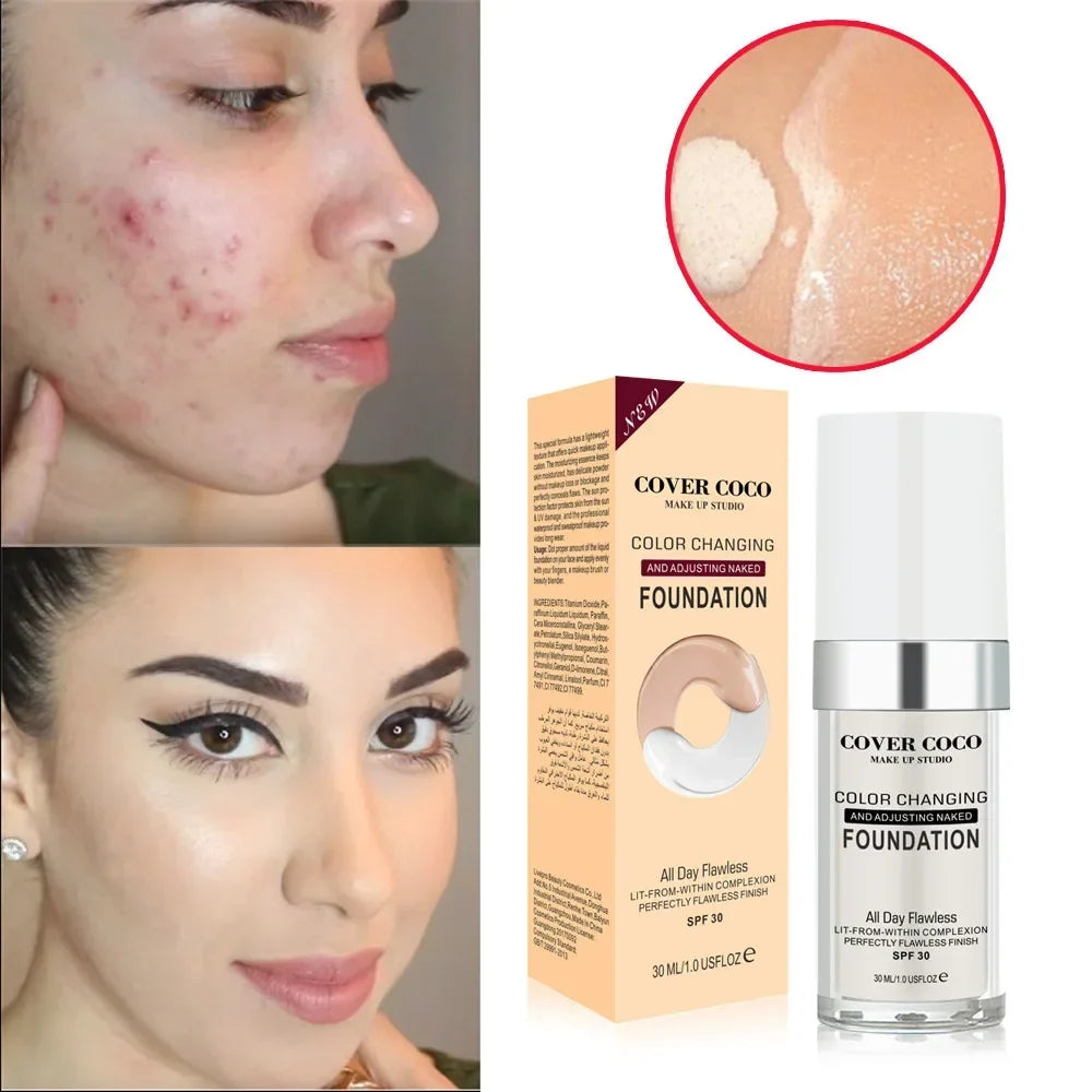 Cover Coco Long Lasting Concealer Liquid Foundation Skin Color Liquid Foundation Light and Transparent Moisturizing Cream
