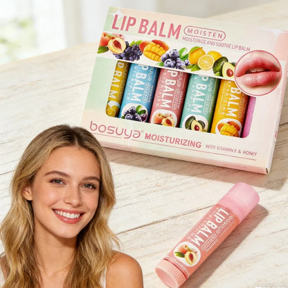 6PCS Assorted Fruit Flavor Lip Balm Set - Deeply Moisturizes and Hydrates for Preventing Chapped Lips in Winter Lip Care