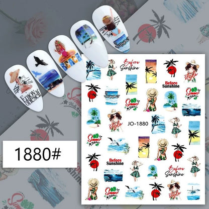 Nail Art Stickers Woman Girl Sexy Sticker Body Press on Nail Slider Black White Decal Decoration Nail Design Accessories Wraps