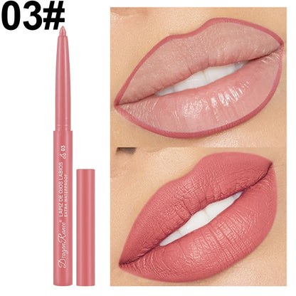 Lip Liner Lipstick Pen Waterproof Long-Lasting Contouring Lip Pencil Matte Finish Beginner Automatic Lip Liner Bean Paste Color Contouring Pen Automatic Rotating Lip Liner