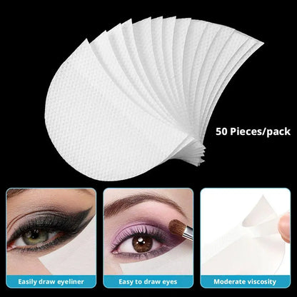 50PCS Eyeshadow Stencils Set, Lint Free Under Eye Gel Pad Sticker for Precise Makeup, Eye Makeup Tools Non-woven Isolation Patch