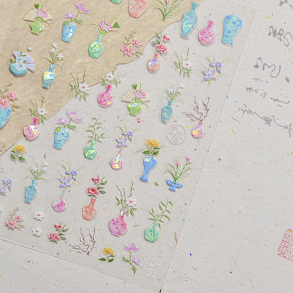 1pcs Dream Flower Window Shell Light Nail Art Stickers Japanese Flower Self Adhesive Stickers Press On Nails Decoration Decals