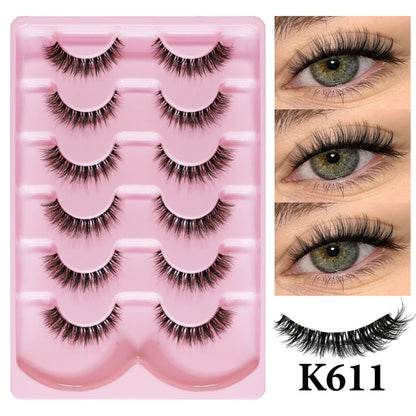 MIOFIA New 5 Pairs Fake Lashes D Curl Fluffy Soft Volume Eyelash Extensions Natural Look 3D Faux Mink False Eyelashes Makeup