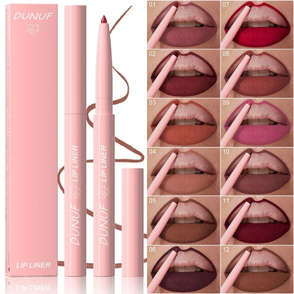 Velvet Matte Lip Liners Pencil Lipstick Makeup Soft Nude Red Brown Tint Lip Stain Waterproof Plumping Lip Outline Contour Makeup
