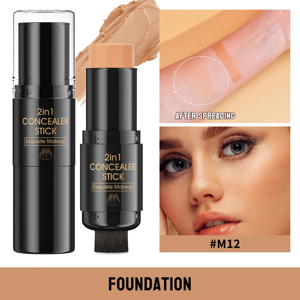 Double-head Face Bronzer Contour Stick Cream Makeup Light Dark Shadow Lasting Concealer Facial Brighten Contouring With Brush