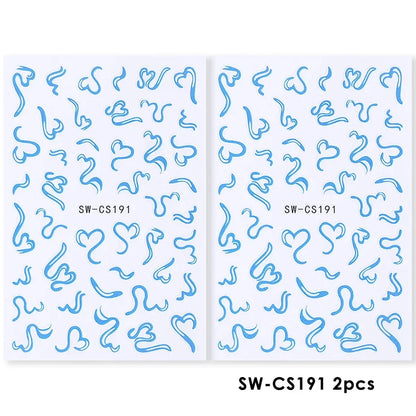 2pcs Sweet Element Nail Art Stickers Simple Flower Heart Cherry Strawberry Kawaii Decals Colorful Bow Butterfly Manicure Sliders