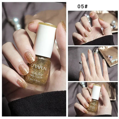 8ml Matte Waterproof No-bake Nail Polish Nail Art Tearable Quick Dry Normal Without Lamp Nail Polish Glitter Sequins UV Varnish