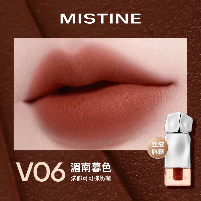 Mistine Lipstick Nude Long Wear Lip Creamy Korean Makeup Matte Lip Glaze Mirror Gloss Lip Jelly Long Lasting 2.9g