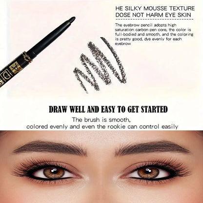 3pcs Black Eyeliner Pencils -Waterproof, Sweatproof & Smudge-Proofwith Easy Twist Application for Flawless Eye Makeup