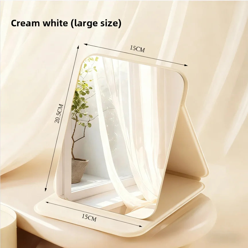 1PC Portable Compact Folding Makeup Mirror - Desktop Size, Suitable for Student Dormitories, Homes, with Storage Function