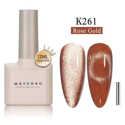 MAYCHAORomantic Galaxy Cat Eye Gel Nail Polish With Magnet Soak off UV Holographic Magnetic Rainbow Gel Polish for Nail Manicure