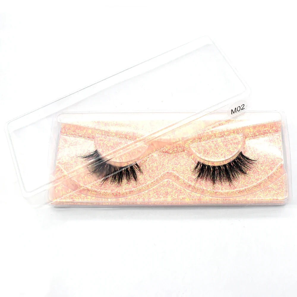3D Mink Fluffy Half False Eyelashes Natural Soft Lightweight Clear Band Half Eye Strip Lashes Reusable Short Eyelashes Extension