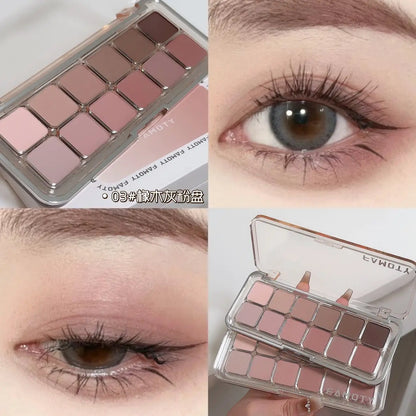 12-Color Matte Eyeshadow Palette - Tea Apricot Earth Tones 12g