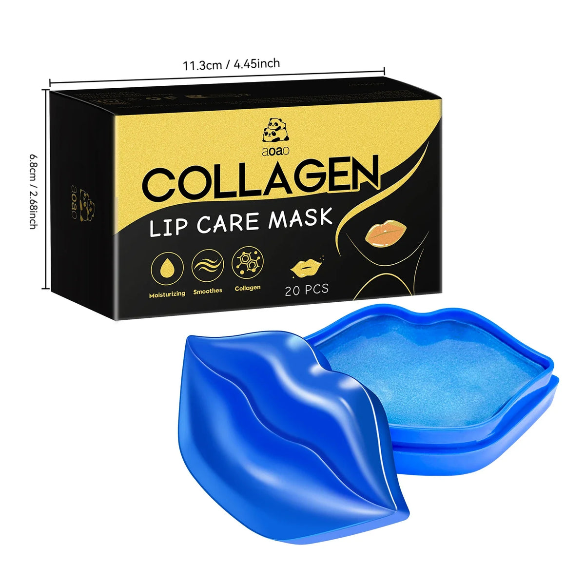20pc collagen lip masks with hyaluronic acid—hydrate, prevent dryness & cracking, and nourish lips. Ideal for men & women.