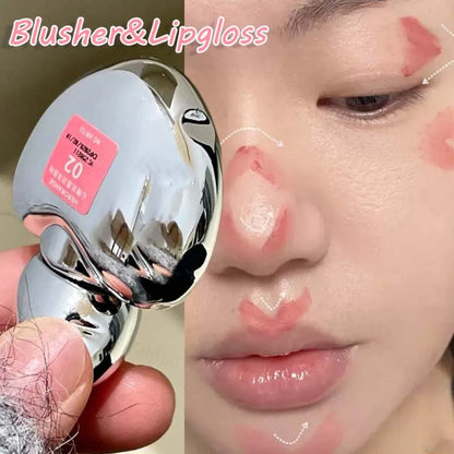 Peach Heart Silky Matte Lipgloss&Blush Low-saturation Gray Pink Liquid Lipstick Waterproof Non-Stick Cup No Fade Lip Tint Makeup