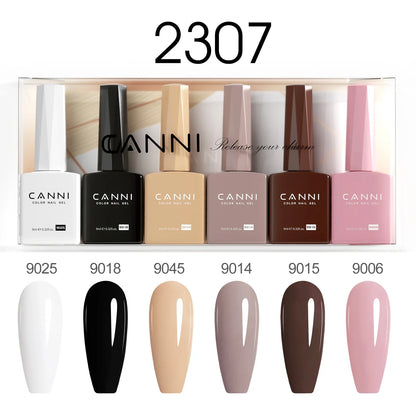 6pcs*9ml CANNI HEMA FREE Nail Gel Polish Set Gorgeous Color Semi Permanent Pigmented Painting Gel Soak off UV LED Gel Nails Kit