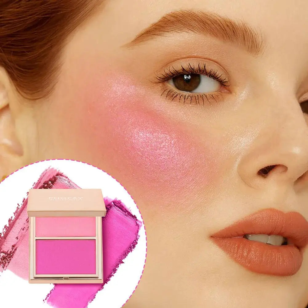 Contour Blush Natural Matte Dual Color Cream Powder Blush Long Lasting Pigmented Face Sculpting Beauty Natural Makeup Palette