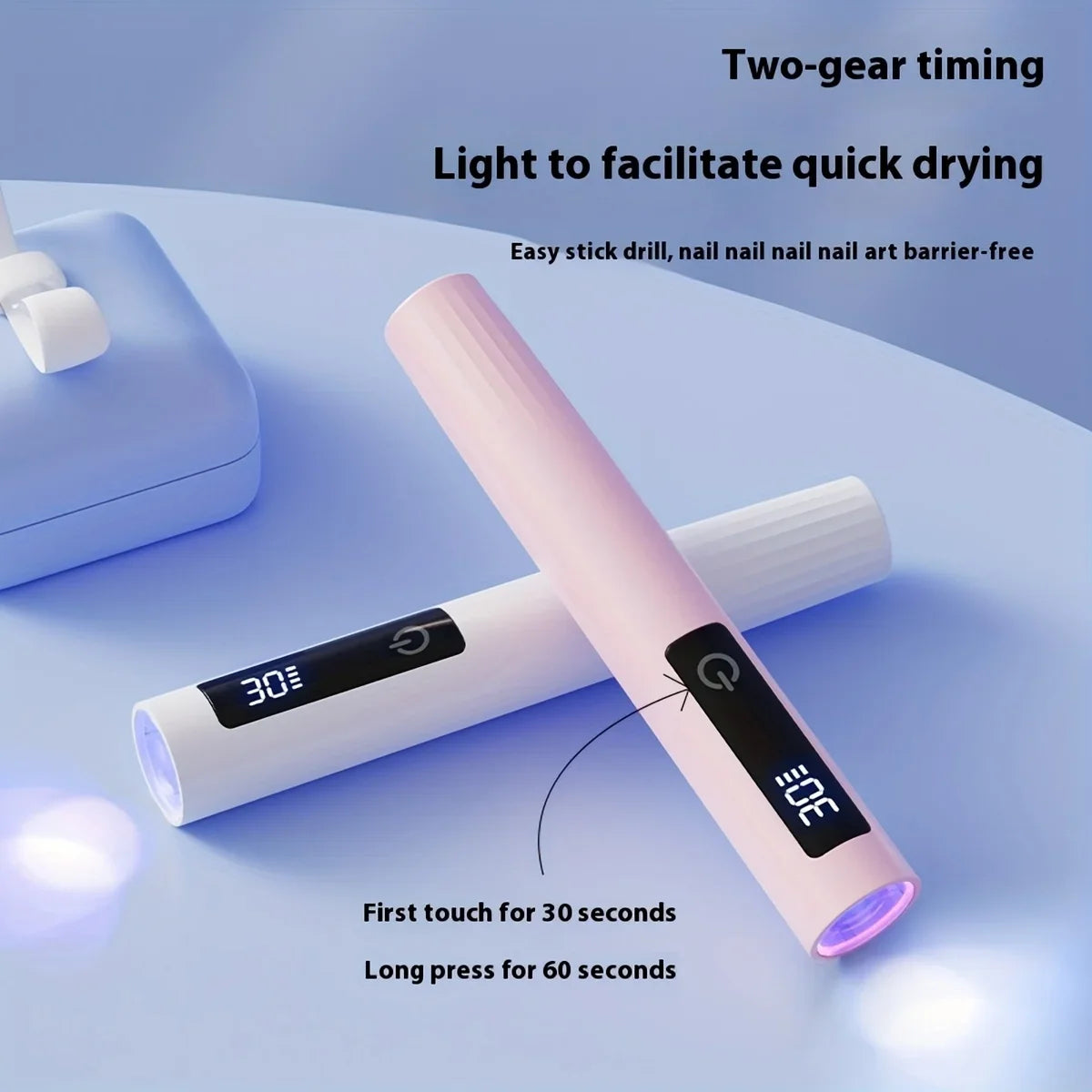 Handheld Nail Light Mini LED Nail Lamp For Gel Nails With Stand & LCD Screen Control 2 levels Adjustable For Fast Curing