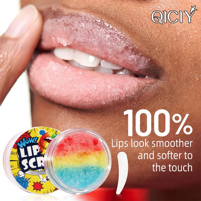 Qiciy Lip Scrub Natural Ingredients Sweet Lip Care Moisturizing Hydrating Gently Exfoliates Anti-Cracking Improves Lip Lines Lip Makeup Base