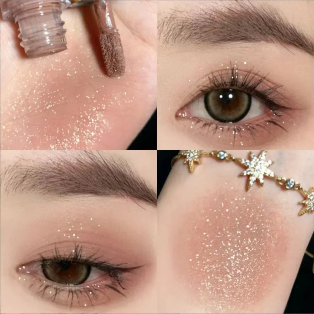 Cappuvini Liquid Eyeshadow Matte Pearlescent Fine Sparkling Long-Lasting Makeup Eye Shadow Highlighter