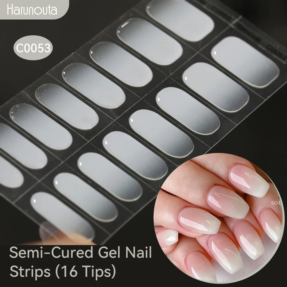 Gradient Auroras Semi Cured Gel Nail Strips Sparkly Shinning DIY Gel Polish Stickers for Nails Works with UV/LED Nail Lamps