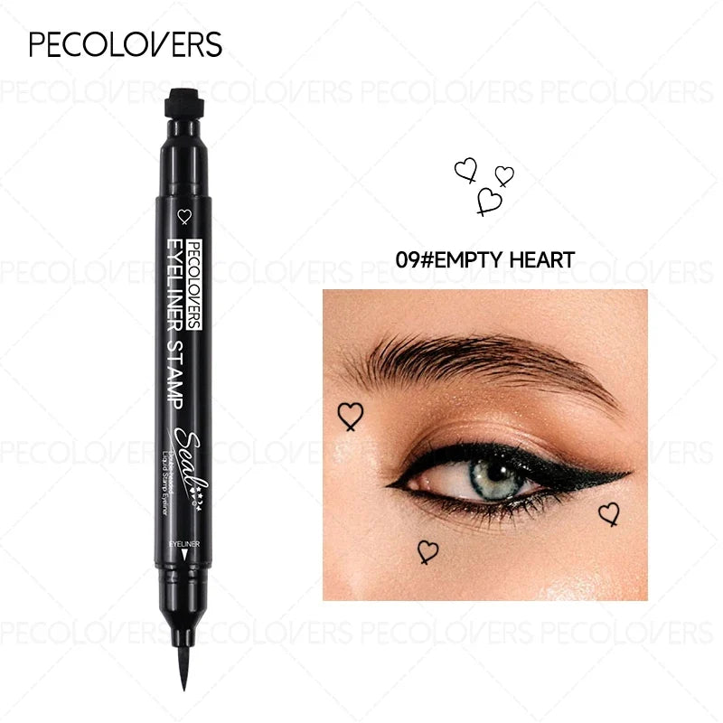 1PC Liquid Eyeliner Stamp - Waterproof, Slim Gel Felt Tip with Heart, Star, Triangle & Flower Shapes for Creative Eye Makeup