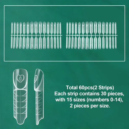 Nailpop Space French Dual Forms 15 Sizes 60/150PCS Transparen Reusable Nail Extension Gel French Tip Manicure Tool DIY Art Salon